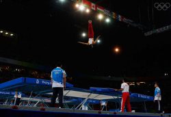 BEIJING - AUGUST 19:  Tetsuya Sotomura of Japan competes in the men?s trampoline final in the gymnastics event at the National Indoor Stadium on Day 11 of the Beijing 2008 Olympic Games on August 19, 2008 in Beijing, China.  (Photo by Cameron Spencer/Getty Images)